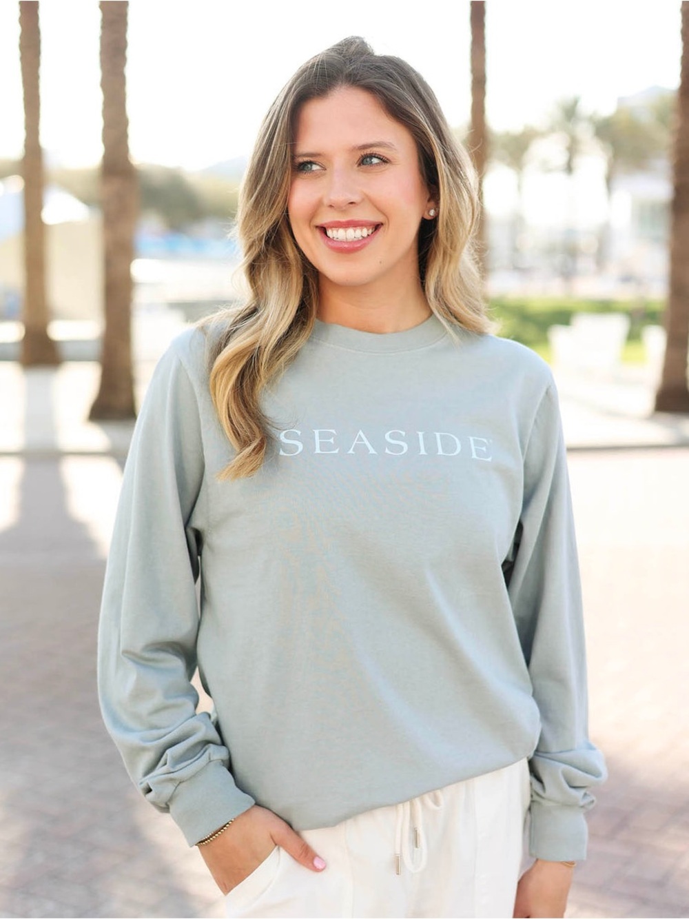 Green Comfort Colors Seaside Unisex Sweatshirt.  "New Town, Old Ways"